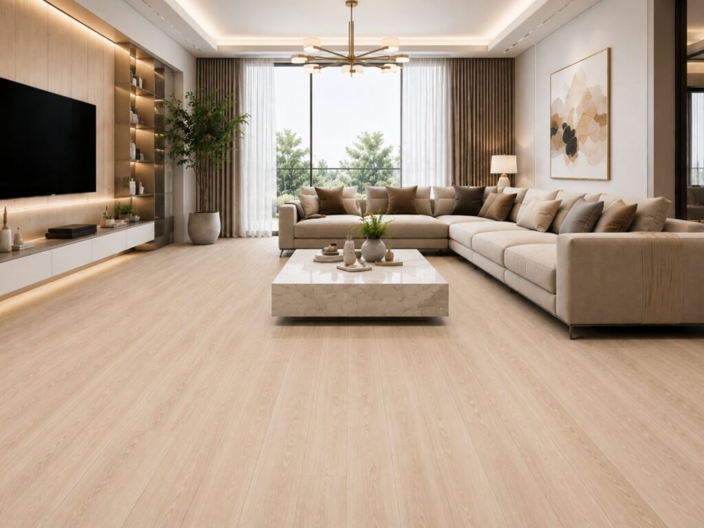 sala de lujo tipo aestheric con piso spc laminado cloro