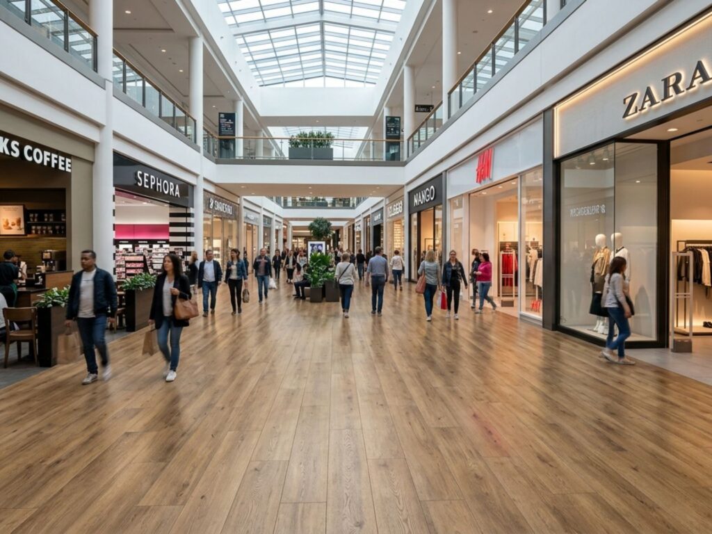 instalacion de piso laminado spc alto trafico en centro comercial