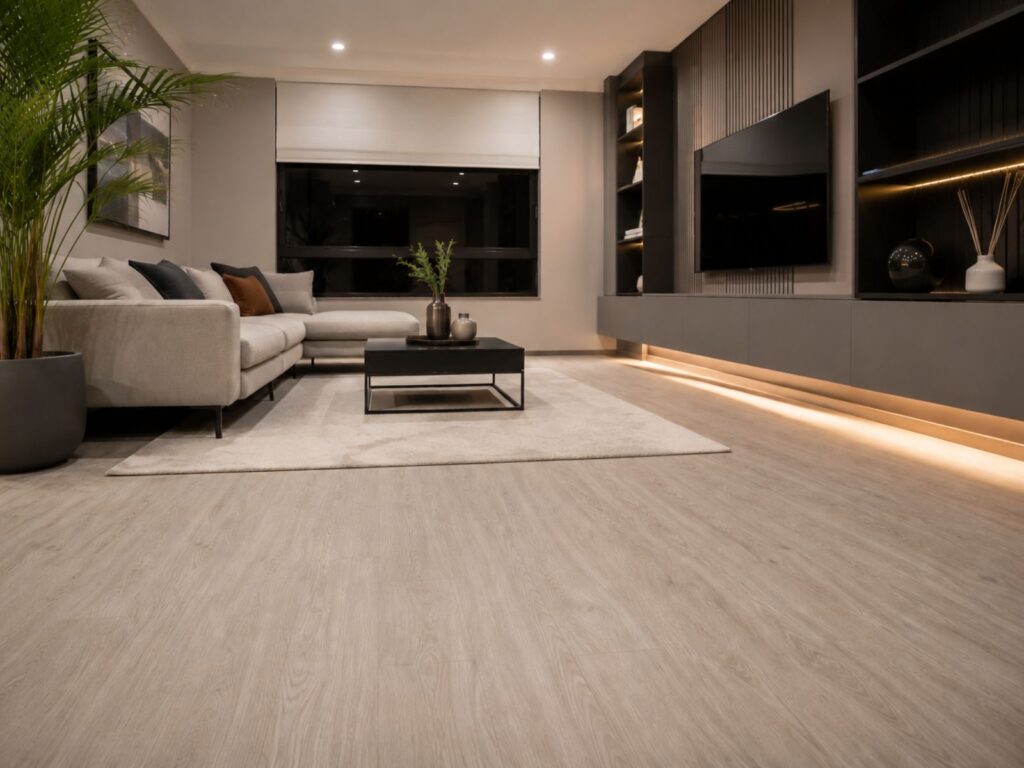 sala de entretenimineto tipo cine con piso laminado spc