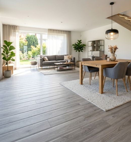 sala moderna piso biselado gris claro