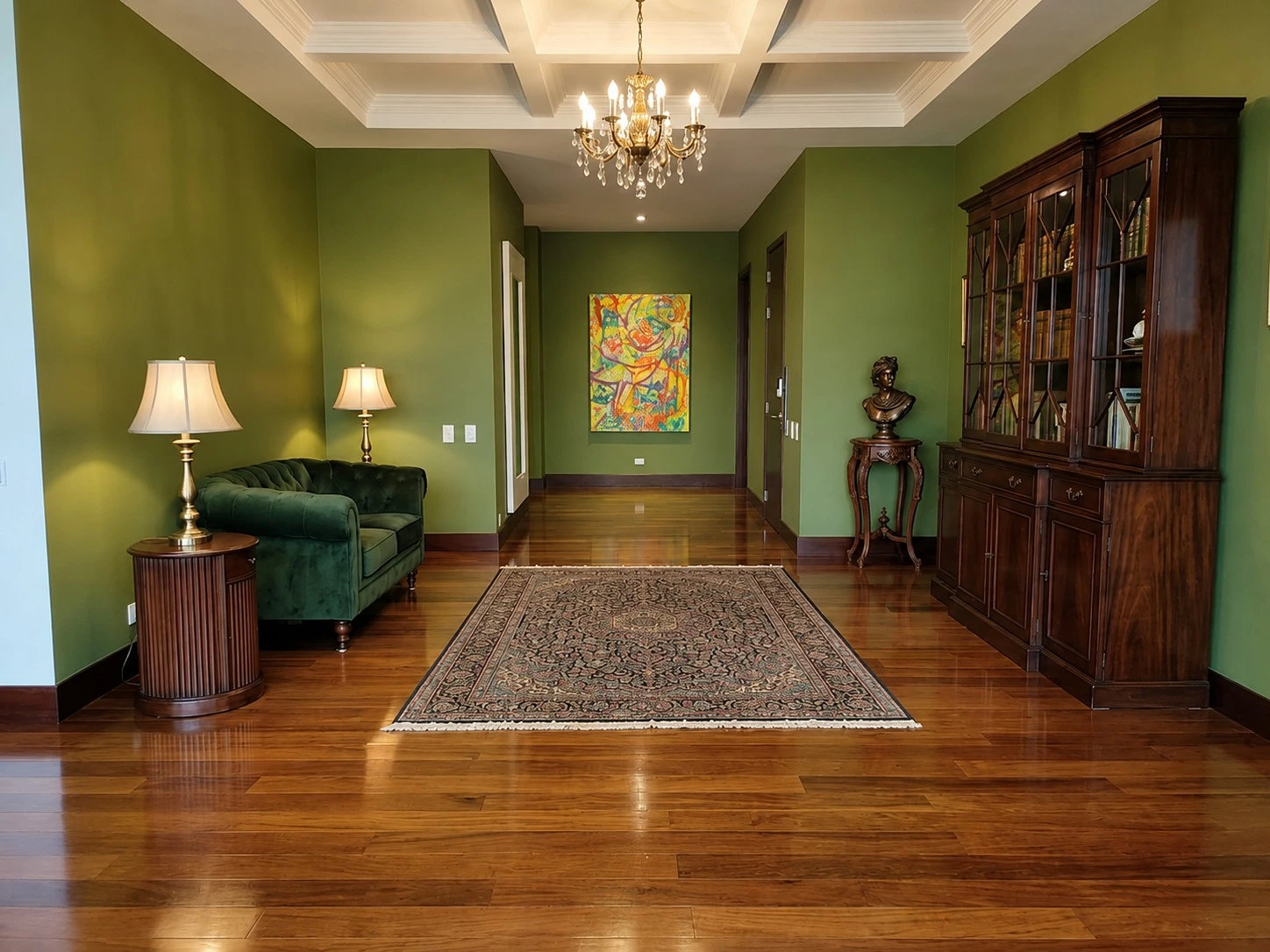 sala moderna y lujosa con instalacion de piso en madera cumarú